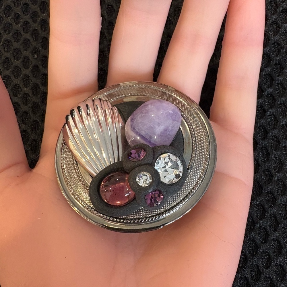 Stunning Vintage Art Deco Style Brooch Pin with Mixed Stones Unisex
